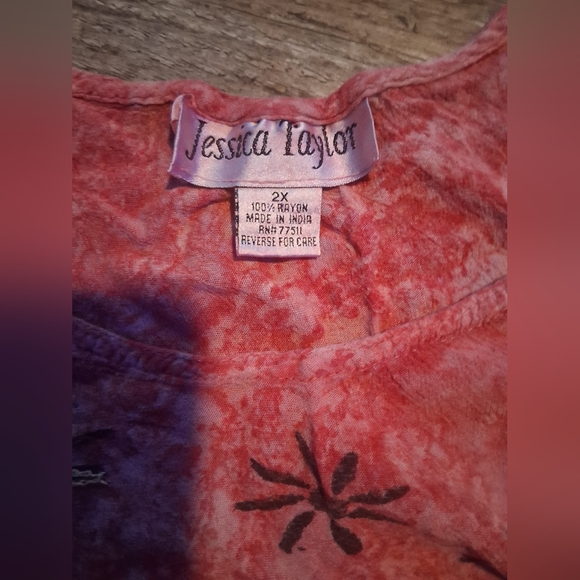 Boho Embroidered Mini Dress in Red and Blue - Picture 3 of 5